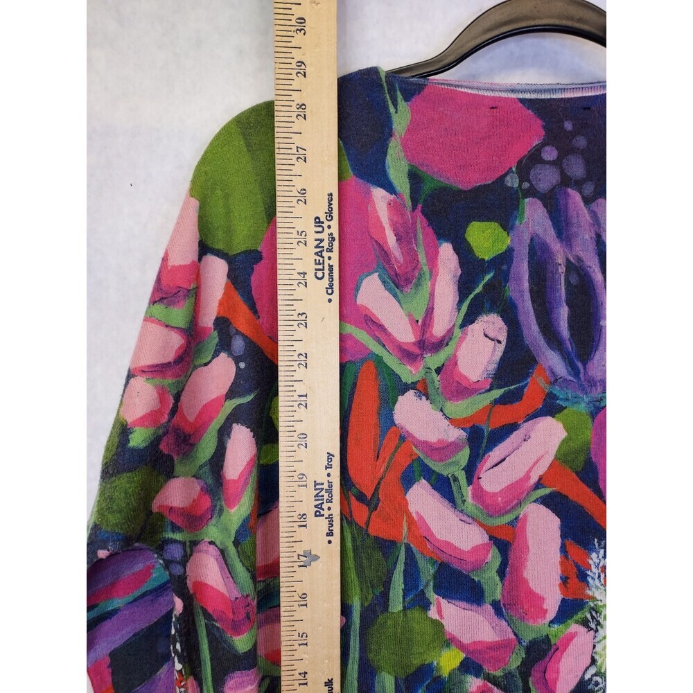 Claire Desjardins Tunic Top Women's M V-Neck Floral Abstract Garden Artsy Boho - Picture 13 of 16